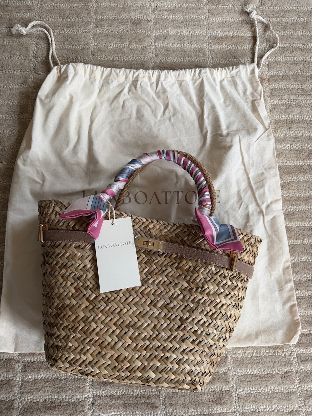 LuxBoatTote French Straw Twilly Boatkin